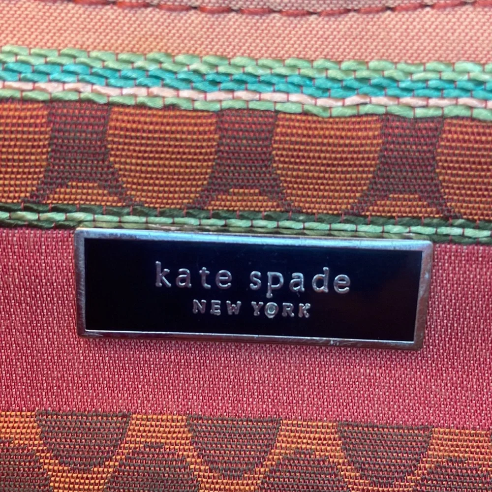Vintage Kate Spade leather & clothe shoulder purse clutch bag